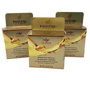 Pantene Gold Series Pro-V Edge Tamer Lot of 3 Argan Oil Hair Styling 2.6 oz each